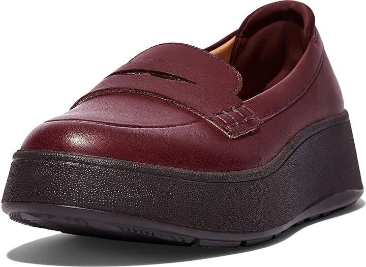 FitFlop F-Mode Leather Flatform Penny Loafers Women's Flat Shoes Plummy : 7 M (B), Leather/Rubber
