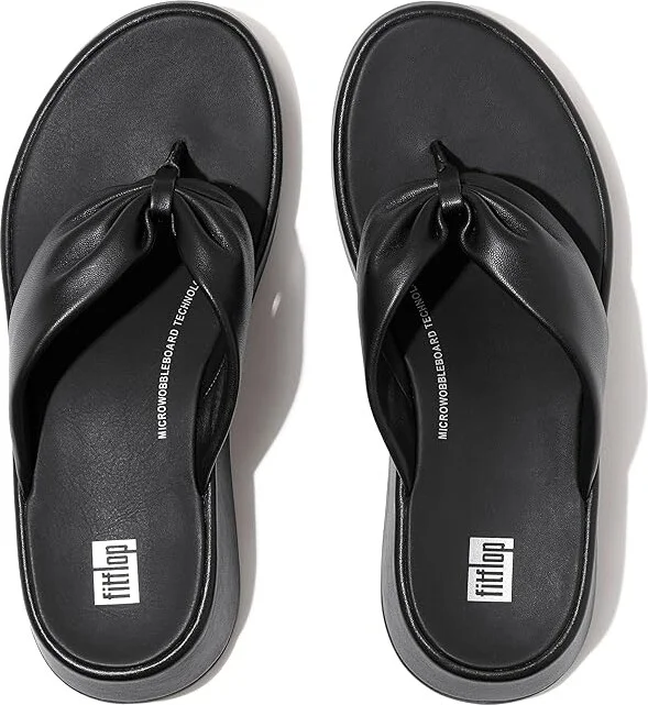 FitFlop F-Mode Leather-Twist Flatform Toe-Post Sandals Women's Sandals Black : 10 M (B) - Image 2