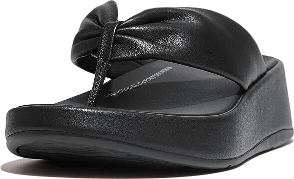 FitFlop F-Mode Leather-Twist Flatform Toe-Post Sandals Women's Sandals Black : 10 M (B) - Image 4