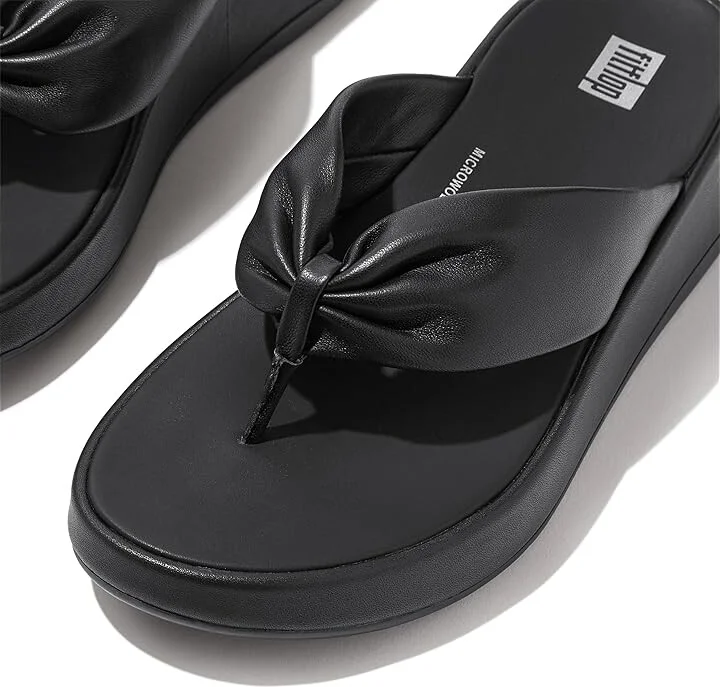 FitFlop F-Mode Leather-Twist Flatform Toe-Post Sandals Women's Sandals Black : 10 M (B) - Image 5