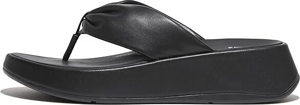 FitFlop F-Mode Leather-Twist Flatform Toe-Post Sandals Women's Sandals Black : 10 M (B)