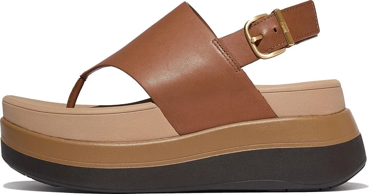 FitFlop F-MODE Stack Leather Back-Strap Toe-Post Sandals