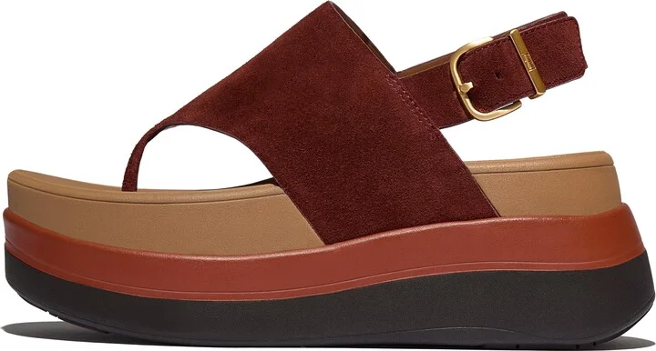 FitFlop F-MODE Stack Suede Back-Strap Toe-Post Sandals