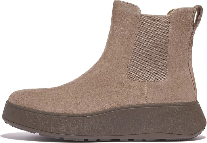 FitFlop F-MODE Suede Flatform Chelsea Boots (Textured Elastic)
