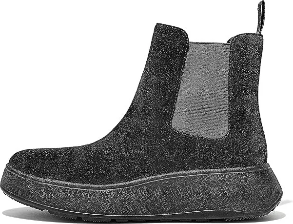 FitFlop F-Mode Suede Flatform Chelsea Boots Women's Boots All Black : 5 M (B), Leather/Rubber/Suede - Image 4