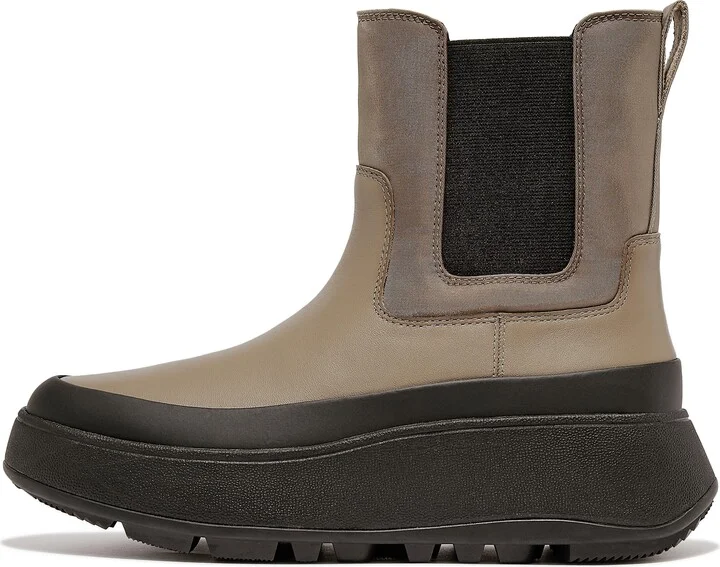 FitFlop F-MODE Water-Resistant Fabric/Leather Flatform Chelsea Boots Leather/Polyester/Elastic