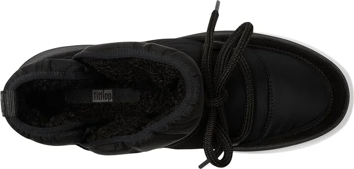 FitFlop F-Mode Water-Resistant Fleece-Lined Mesh Flatform Laced Booties Women's Boots Black : 8 M (B), EVA/Fleece/Lace - Image 2