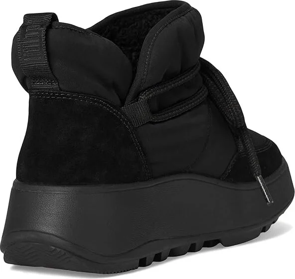 FitFlop F-Mode Water-Resistant Fleece-Lined Mesh Flatform Laced Booties Women's Boots Black : 8 M (B), EVA/Fleece/Lace - Image 4