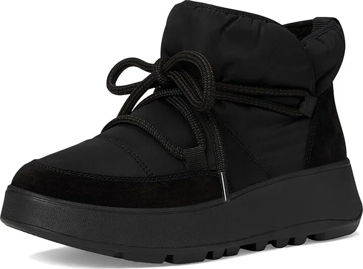 FitFlop F-Mode Water-Resistant Fleece-Lined Mesh Flatform Laced Booties Women's Boots Black : 8 M (B), EVA/Fleece/Lace - Image 5