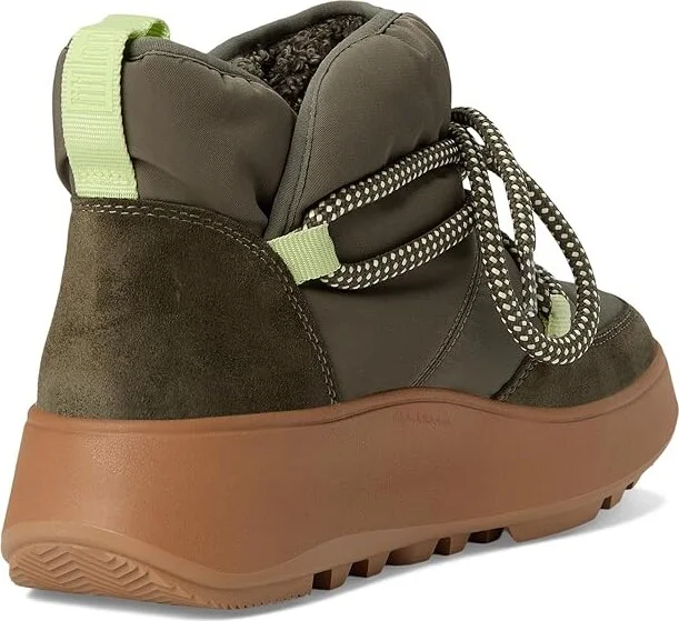 FitFlop F-Mode Water-Resistant Fleece-Lined Mesh Flatform Laced Booties Women's Boots Deep Olive : 5 M (B), EVA/Fleece/Lace - Image 4