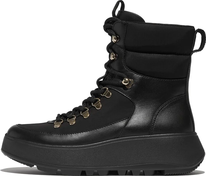 FitFlop F-MODE Water-Resistant High-Tech Hiker-Lace Flatform Ankle Boots Leather/Polyester Mesh/Nylon Webbing
