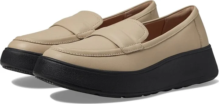 FitFlop F-Mode Women's Flat Shoes Latte Beige/Black : 7 M (B), Leather