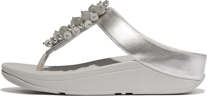 FitFlop FINO Bauble-Bead Toe-Post Sandals Faux Leather Pu