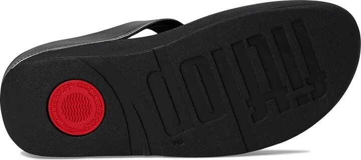 FitFlop Fino Bauble-Bead Toe-Post Sandals Women's Sandals Pewter Black : 9 M (B), Leather - Image 3