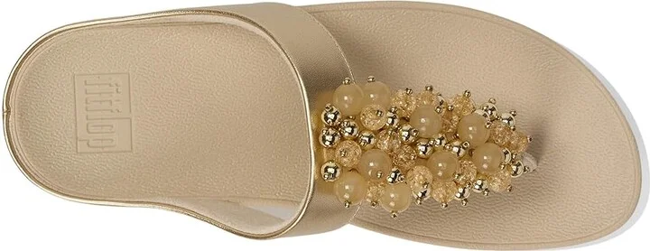 FitFlop Fino Bauble-Bead Toe-Post Sandals Women's Sandals Platino : 7 M (B), Leather - Image 2