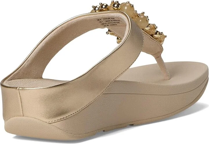 FitFlop Fino Bauble-Bead Toe-Post Sandals Women's Sandals Platino : 7 M (B), Leather - Image 4