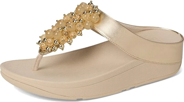 FitFlop Fino Bauble-Bead Toe-Post Sandals Women's Sandals Platino : 7 M (B), Leather - Image 5
