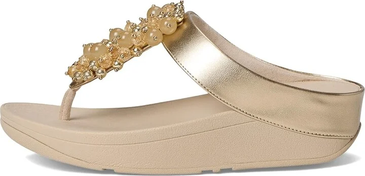 FitFlop Fino Bauble-Bead Toe-Post Sandals Women's Sandals Platino : 7 M (B), Leather - Image 6