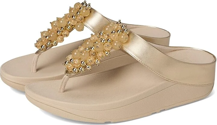 FitFlop Fino Bauble-Bead Toe-Post Sandals Women's Sandals Platino : 7 M (B), Leather