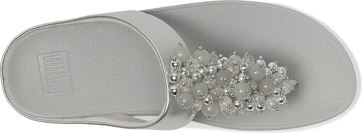 FitFlop Fino Bauble-Bead Toe-Post Sandals Women's Sandals Silver : 9 M (B), Leather - Image 2