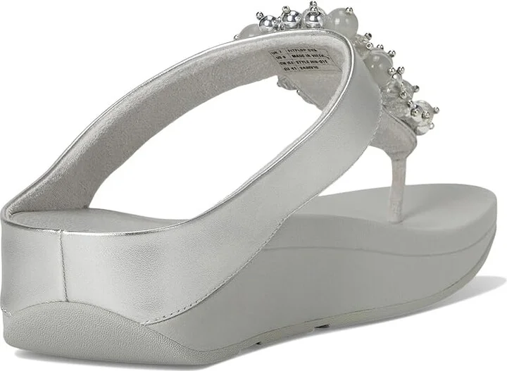 FitFlop Fino Bauble-Bead Toe-Post Sandals Women's Sandals Silver : 9 M (B), Leather - Image 4