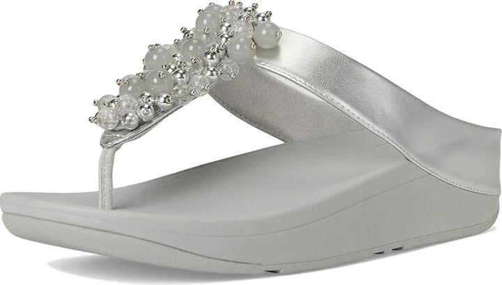 FitFlop Fino Bauble-Bead Toe-Post Sandals Women's Sandals Silver : 9 M (B), Leather - Image 5