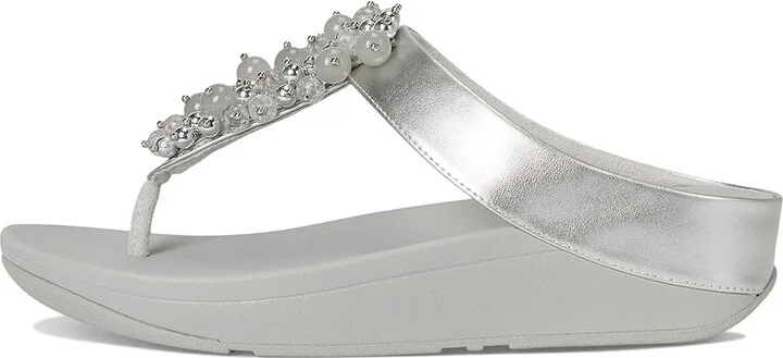 FitFlop Fino Bauble-Bead Toe-Post Sandals Women's Sandals Silver : 9 M (B), Leather - Image 6