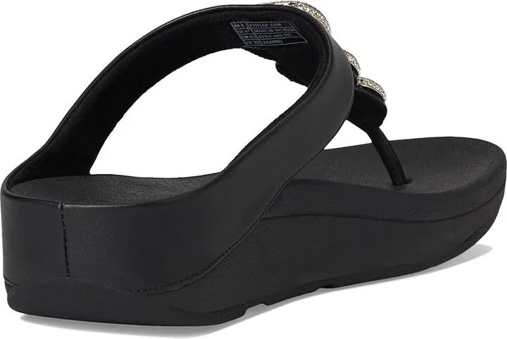 FitFlop Fino Crystal-Chain Leather Toe-Post Sandals Women's Sandals Black : 7 M (B) - Image 4