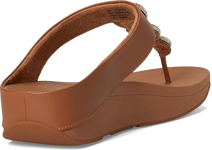 FitFlop Fino Crystal-Chain Leather Toe-Post Sandals Women's Sandals Deep Tan : 6 M (B) - Image 4