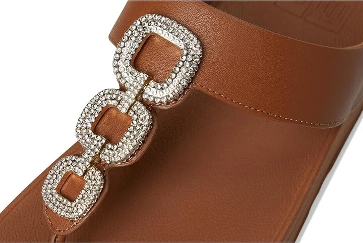 FitFlop Fino Crystal-Chain Leather Toe-Post Sandals Women's Sandals Deep Tan : 6 M (B) - Image 7