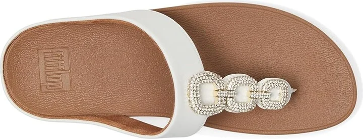 FitFlop Fino Crystal-Chain Leather Toe-Post Sandals Women's Sandals Urban White : 11 M (B) - Image 2
