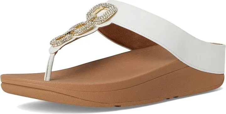 FitFlop Fino Crystal-Chain Leather Toe-Post Sandals Women's Sandals Urban White : 11 M (B) - Image 5