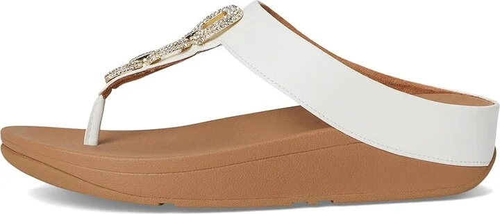 FitFlop Fino Crystal-Chain Leather Toe-Post Sandals Women's Sandals Urban White : 11 M (B) - Image 6