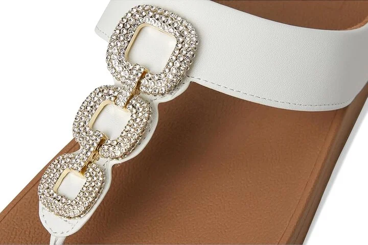 FitFlop Fino Crystal-Chain Leather Toe-Post Sandals Women's Sandals Urban White : 11 M (B) - Image 7
