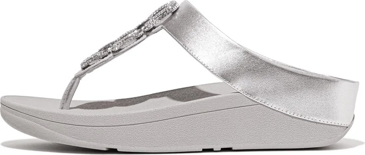 FitFlop FINO Crystal-Chain Metallic-Leather Toe-Post Sandals