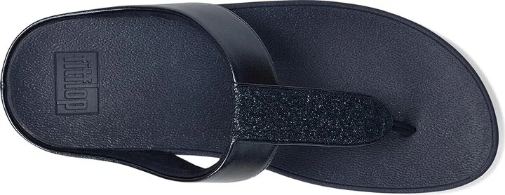 FitFlop Fino Glitterdust Metallic Toe-Post Sandals Women's Sandals Midnight Navy : 8 M (B), Faux Leather - Image 2