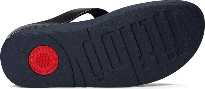 FitFlop Fino Glitterdust Metallic Toe-Post Sandals Women's Sandals Midnight Navy : 8 M (B), Faux Leather - Image 3