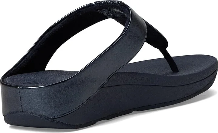 FitFlop Fino Glitterdust Metallic Toe-Post Sandals Women's Sandals Midnight Navy : 8 M (B), Faux Leather - Image 4