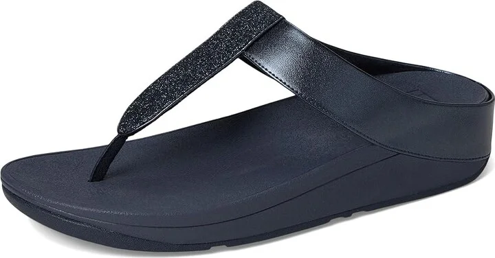 FitFlop Fino Glitterdust Metallic Toe-Post Sandals Women's Sandals Midnight Navy : 8 M (B), Faux Leather - Image 5
