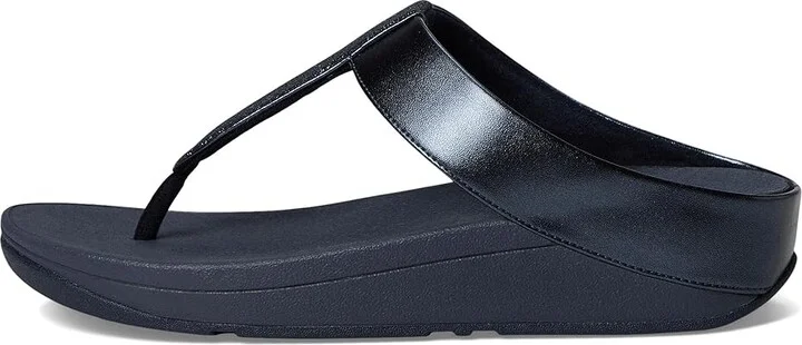 FitFlop Fino Glitterdust Metallic Toe-Post Sandals Women's Sandals Midnight Navy : 8 M (B), Faux Leather - Image 6