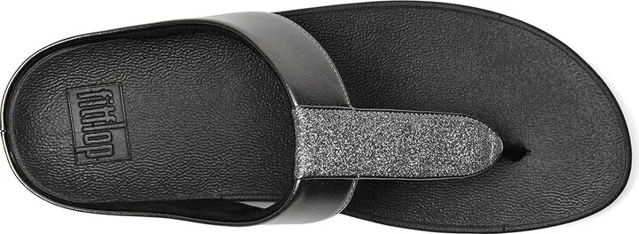 FitFlop Fino Glitterdust Metallic Toe-Post Sandals Women's Sandals Pewter : 6 M (B), Faux Leather - Image 2