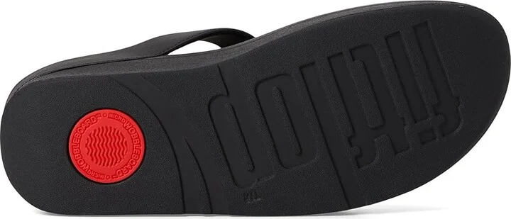 FitFlop Fino Multi-Stone Leather Toe-Post Sandals Women's Wedge Shoes All Black : 8 M (B), Leather/Rubber - Image 3