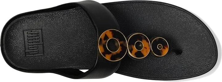 FitFlop Fino Resin-Hoop Leather Toe-Post Sandals Women's Sandals All Black : 8 M (B) - Image 2