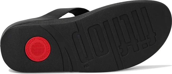 FitFlop Fino Resin-Hoop Leather Toe-Post Sandals Women's Sandals All Black : 8 M (B) - Image 3