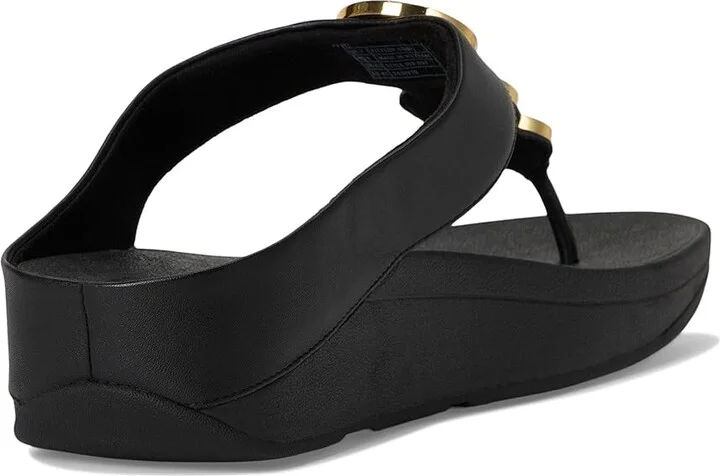 FitFlop Fino Resin-Hoop Leather Toe-Post Sandals Women's Sandals All Black : 8 M (B) - Image 4
