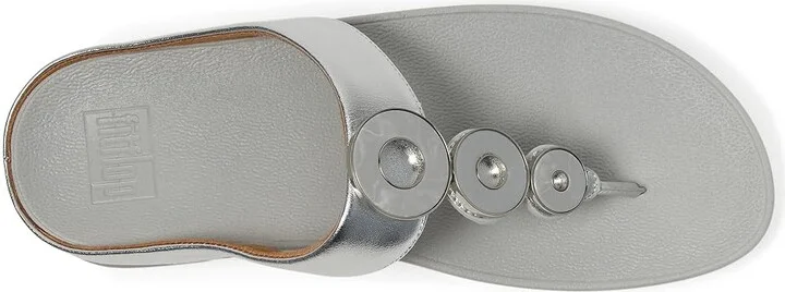 FitFlop Fino Resin-Hoop Leather Toe-Post Sandals Women's Sandals Silver : 7 M (B) - Image 2