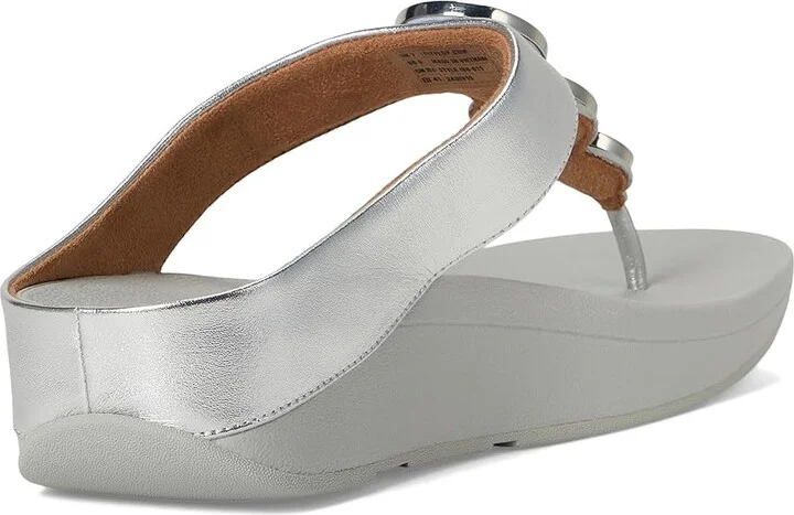 FitFlop Fino Resin-Hoop Leather Toe-Post Sandals Women's Sandals Silver : 7 M (B) - Image 4