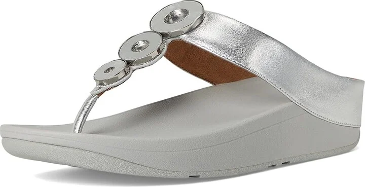 FitFlop Fino Resin-Hoop Leather Toe-Post Sandals Women's Sandals Silver : 7 M (B) - Image 5