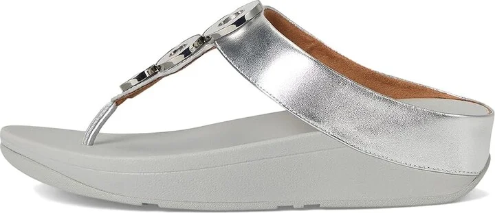 FitFlop Fino Resin-Hoop Leather Toe-Post Sandals Women's Sandals Silver : 7 M (B) - Image 6