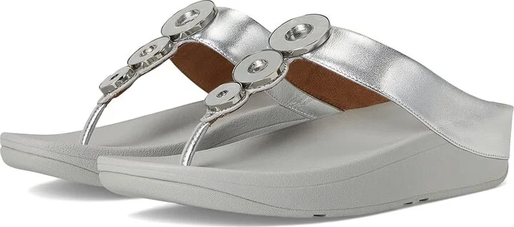 FitFlop Fino Resin-Hoop Leather Toe-Post Sandals Women's Sandals Silver : 7 M (B)